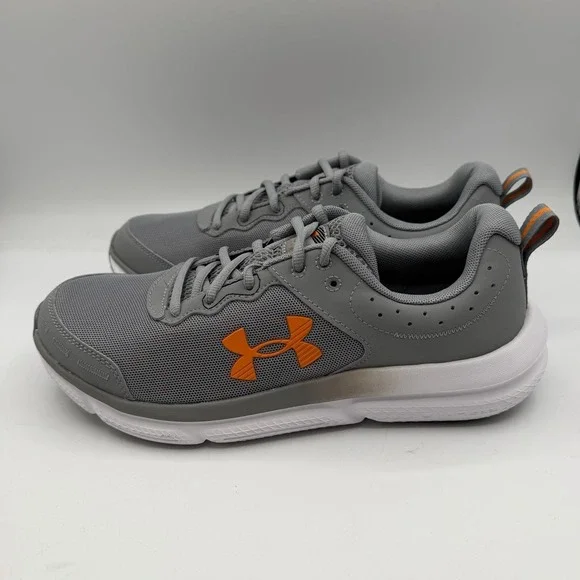 Under Armour UA Charged Assert 10 Shoes Mens 9.5 Grey/Orange Running Sneakers